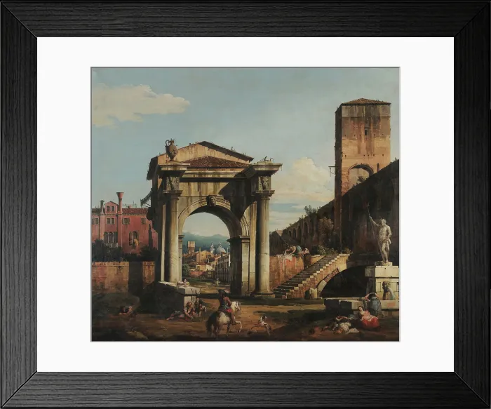 Framed Print : Roman Capriccio with City Gate and Tower, 1740s. Creator: Bellotto, Bernardo (1720-1780) Framed Print : Roman Capriccio with City Gate and Tower, 1740s. Creator: Bellotto, Bernardo (1720-1780)