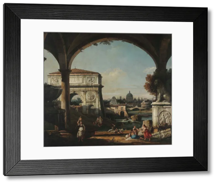 Framed Print : Roman Capriccio With Triumphal Arch, 1740s. Creator: Bellotto, Bernardo (1720-1780) Framed Print : Roman Capriccio With Triumphal Arch, 1740s. Creator: Bellotto, Bernardo (1720-1780)
