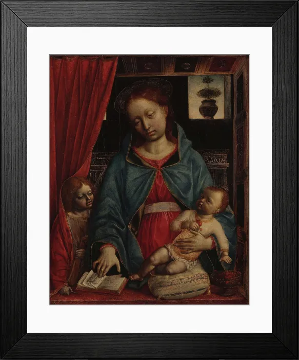 Framed Print : Virgin and Child with an Angel, c1480. Creator: Foppa, Vincenzo (active 1456-1516) Framed Print : Virgin and Child with an Angel, c1480. Creator: Foppa, Vincenzo (active 1456-1516)