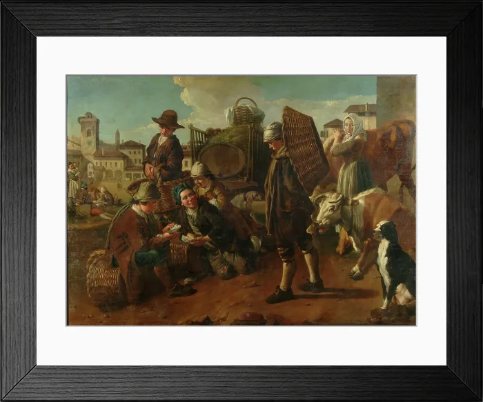 Framed Print : Evening in the Town Square, c1750. Creator: Ceruti, Giacomo Antonio (1698-1767) Framed Print : Evening in the Town Square, c1750. Creator: Ceruti, Giacomo Antonio (1698-1767)