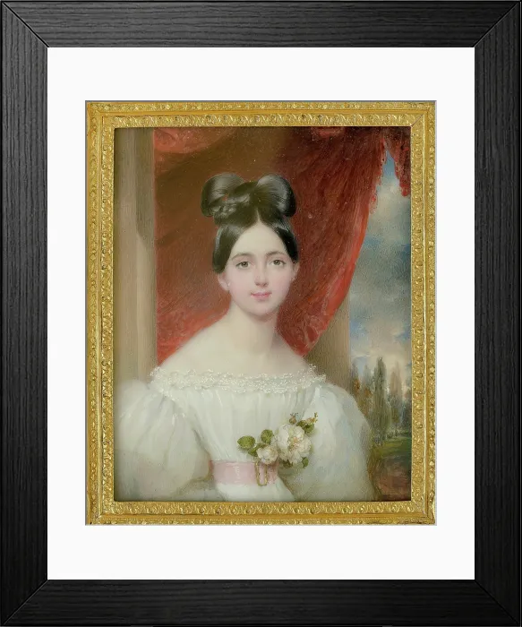 Framed Print : Archduchess Maria Theresa of Austria (1816-1867), Queen of the Two Sicilies, c1837. Creator: Daffinger, Moritz Michael (1790-1849) Framed Print : Archduchess Maria Theresa of Austria (1816-1867), Queen of the Two Sicilies, c1837. Creator: Daffinger, Moritz Michael (1790-1849)