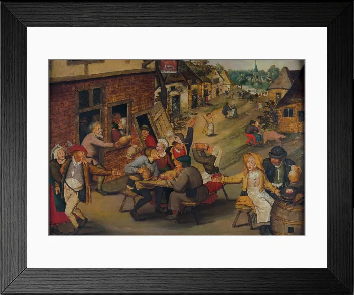 Framed Print : Peasants Making Merry outside a Tavern 'The Swan', 1625-1630. Creator: Brueghel, Pieter, the Younger (1564-1638) Framed Print : Peasants Making Merry outside a Tavern 'The Swan', 1625-1630. Creator: Brueghel, Pieter, the Younger (1564-1638)
