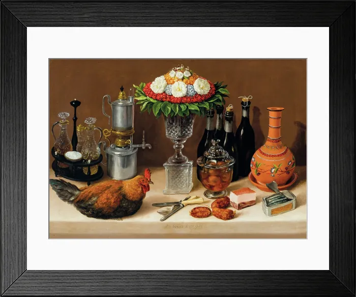 Framed Print : Still Life, 1864. Creator: Arrieta, Jose Agustin (1802-1879) Framed Print : Still Life, 1864. Creator: Arrieta, Jose Agustin (1802-1879)