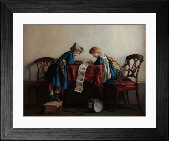Framed Print : Children with a spelling book, 1869. Creator: Cornish, Giacomo (1837-1910) Framed Print : Children with a spelling book, 1869. Creator: Cornish, Giacomo (1837-1910)