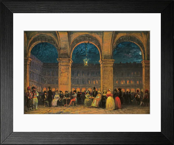 Framed Print : Caffe Florian on the Piazza San Marco, Venice, c1860-1870. Creator: Grubacs, Carlo (1801-1864)
