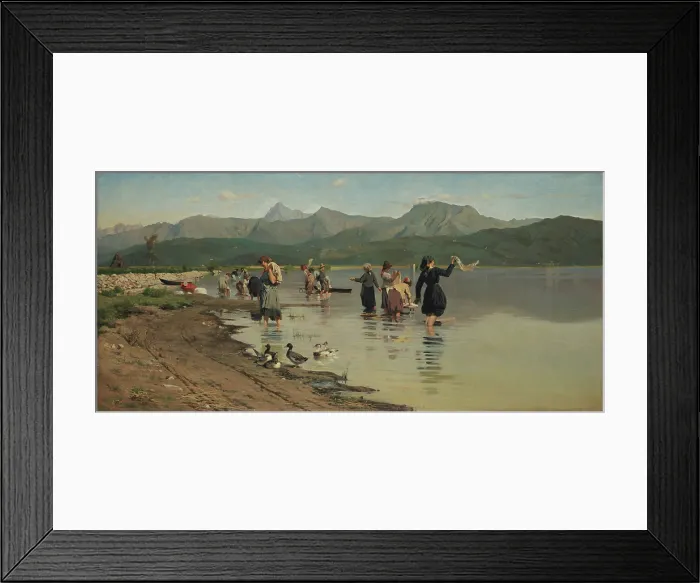 Framed Print : Lavandaie a Torre del lago (Washerwomen at Torre del Lago), 1880. Creator: Cecconi, Eugenio (1842-1903) Framed Print : Lavandaie a Torre del lago (Washerwomen at Torre del Lago), 1880. Creator: Cecconi, Eugenio (1842-1903)