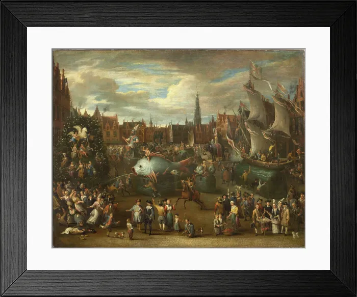 Framed Print : The Antwerp Ommegang, c1698. Creator: Bredael, Alexander van (1663-1720)
