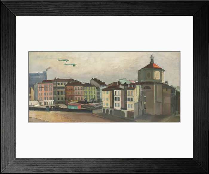 Framed Print : Piazza Santo Stefano di Milano, 1935. Creator: Penagini, Siro (1885-1952) Framed Print : Piazza Santo Stefano di Milano, 1935. Creator: Penagini, Siro (1885-1952)
