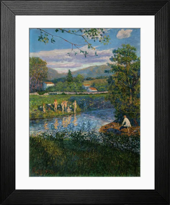 Framed Print : Bathing in Renteria, 1900. Creator: Regoyos y Valdes, Dario de (1857-1913)