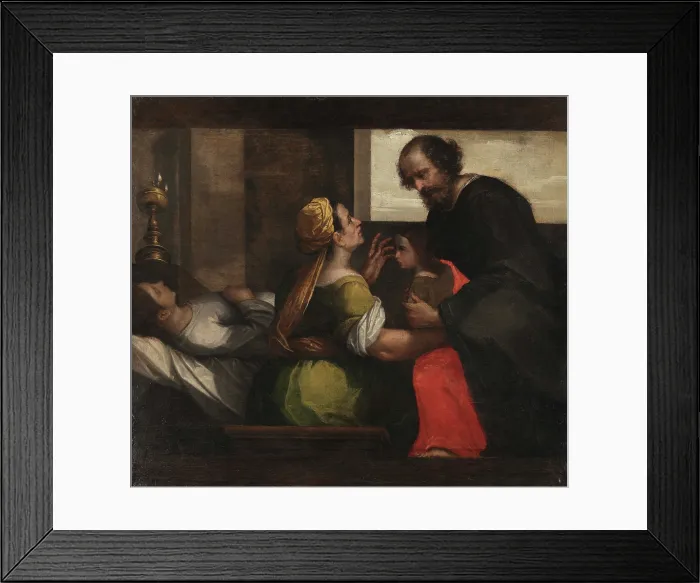 Framed Print : Saint Jerome Emiliani Takes Care of an Orphan, 1595-1600. Creator: Scarsellino (Scarsella), Ippolito (1551-1620) Framed Print : Saint Jerome Emiliani Takes Care of an Orphan, 1595-1600. Creator: Scarsellino (Scarsella), Ippolito (1551-1620)