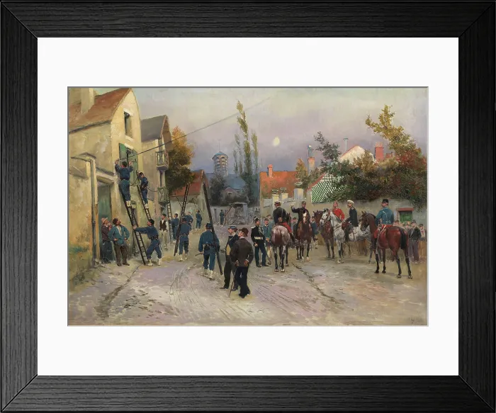 Framed Print : Telegraph operator working in a village, c1880. Creator: Detaille, Edouard (1848-1912) Framed Print : Telegraph operator working in a village, c1880. Creator: Detaille, Edouard (1848-1912)
