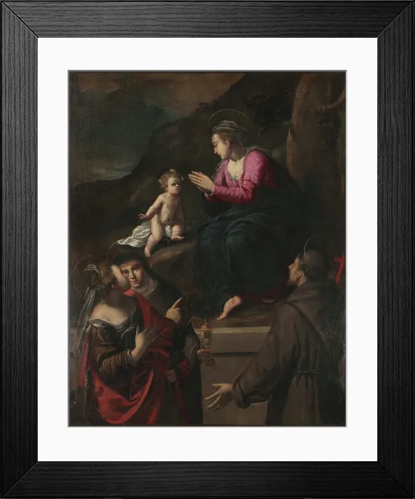 Framed Print : Madonna di Reggio with Saints Margaret, Clare and Francis, ca. 1600. Creator: Scarsellino (Scarsella), Ippolito (1551-1620) Framed Print : Madonna di Reggio with Saints Margaret, Clare and Francis, ca. 1600. Creator: Scarsellino (Scarsella), Ippolito (1551-1620)