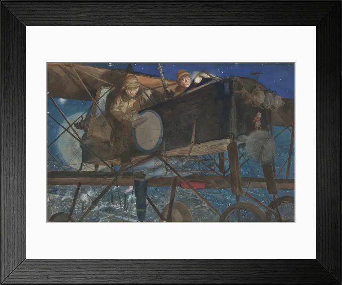 Framed Print : Night bombing, 1918. Creator: Flameng, Francois (1856-1923) Framed Print : Night bombing, 1918. Creator: Flameng, Francois (1856-1923)
