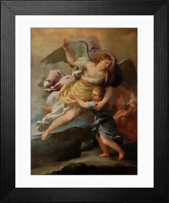 Framed Print : Guardian angel. Creator: Giordano, Luca (1632-1705) Framed Print : Guardian angel. Creator: Giordano, Luca (1632-1705)