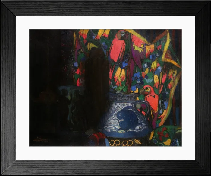 Framed Print : Still life with parrots, c1914-1920. Creator: Guinea, Isidoro (1893-1947) Framed Print : Still life with parrots, c1914-1920. Creator: Guinea, Isidoro (1893-1947)