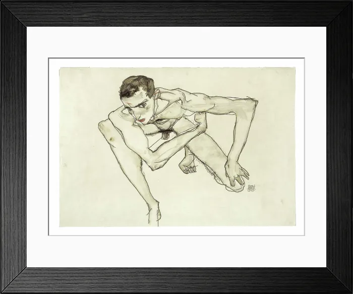 Framed Print : Self Portrait in Crouching Position, 1913. Creator: Schiele, Egon (1890-1918) Framed Print : Self Portrait in Crouching Position, 1913. Creator: Schiele, Egon (1890-1918)