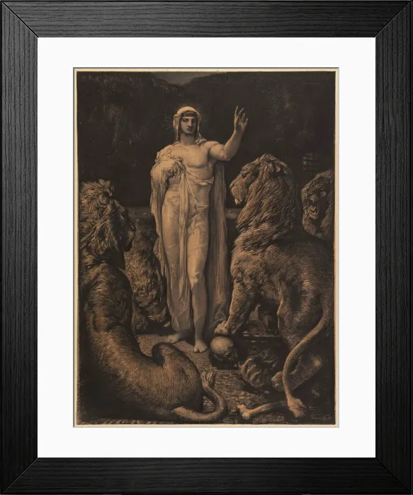Framed Print : The Lions. Illustration for The Legend of the Ages (La Legende des siecles) by Victor Hugo, c1860-65 Creator: Chifflart, Francois (1825-1901) Framed Print : The Lions. Illustration for The Legend of the Ages (La Legende des siecles) by Victor Hugo, c1860-65 Creator: Chifflart, Francois (1825-1901)