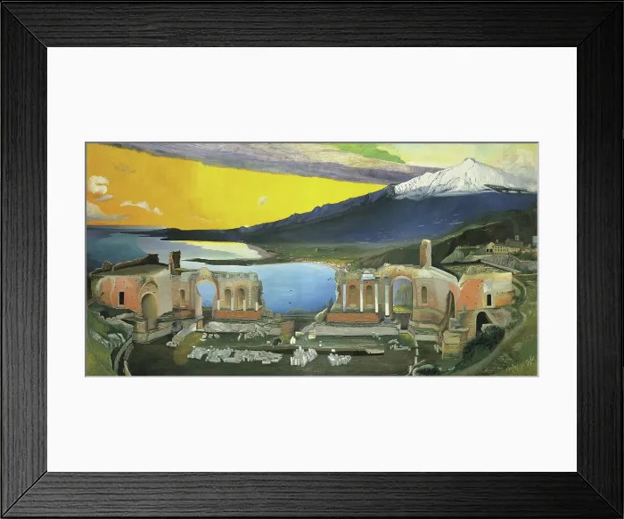Framed Print : Ruins of the Greek Theatre at Taormina, 1904-1905. Creator: Kosztka Csontvary, Tivadar (1853-1919) Framed Print : Ruins of the Greek Theatre at Taormina, 1904-1905. Creator: Kosztka Csontvary, Tivadar (1853-1919)