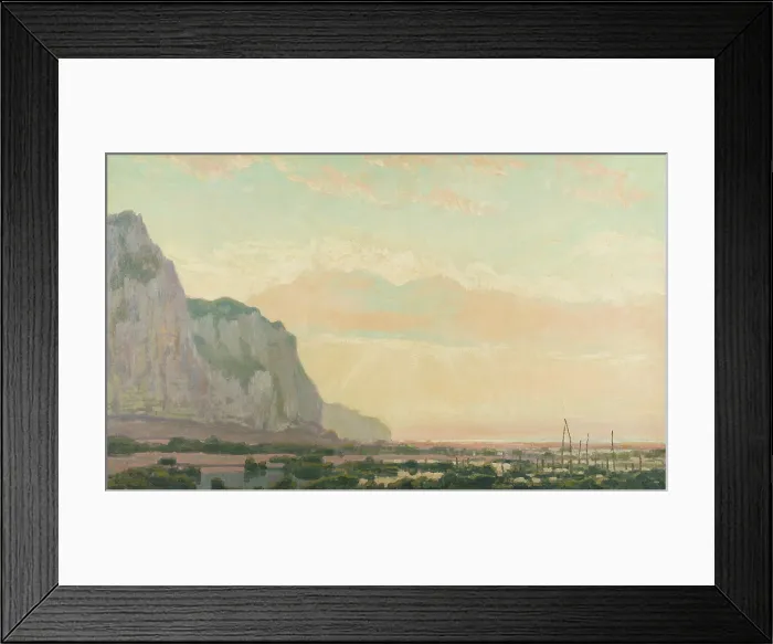 Framed Print : Les Pecheries. Falaises de Pourville, End of 19th-Early 20th cen.. Creator: Auburtin, Jean Francis (1866-1930)
