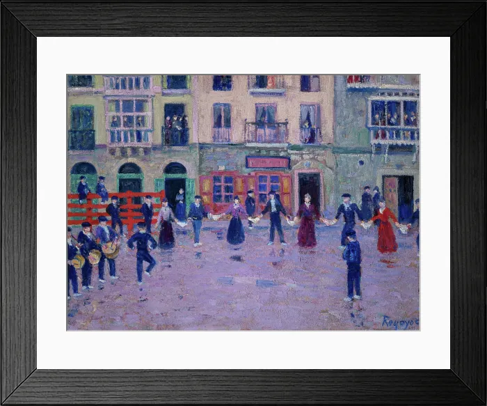 Framed Print : Aurresku Dance in the Rain in Mondragon, 1905. Creator: Regoyos y Valdes, Dario de (1857-1913) Framed Print : Aurresku Dance in the Rain in Mondragon, 1905. Creator: Regoyos y Valdes, Dario de (1857-1913)