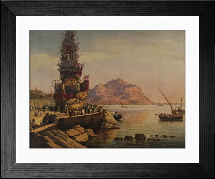 Framed Print : Triumphal chariot of Saint Rosalia at the Feast of 1835, 1835. Creator: Lochi, Enrico (active ca 1835) Framed Print : Triumphal chariot of Saint Rosalia at the Feast of 1835, 1835. Creator: Lochi, Enrico (active ca 1835)