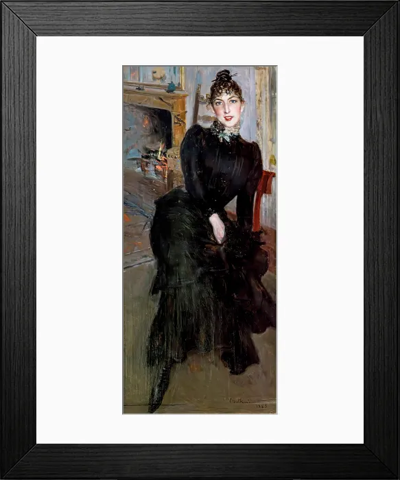 Framed Print : Alaide Banti at the fireplace, 1885. Creator: Boldini, Giovanni (1842-1931) Framed Print : Alaide Banti at the fireplace, 1885. Creator: Boldini, Giovanni (1842-1931)