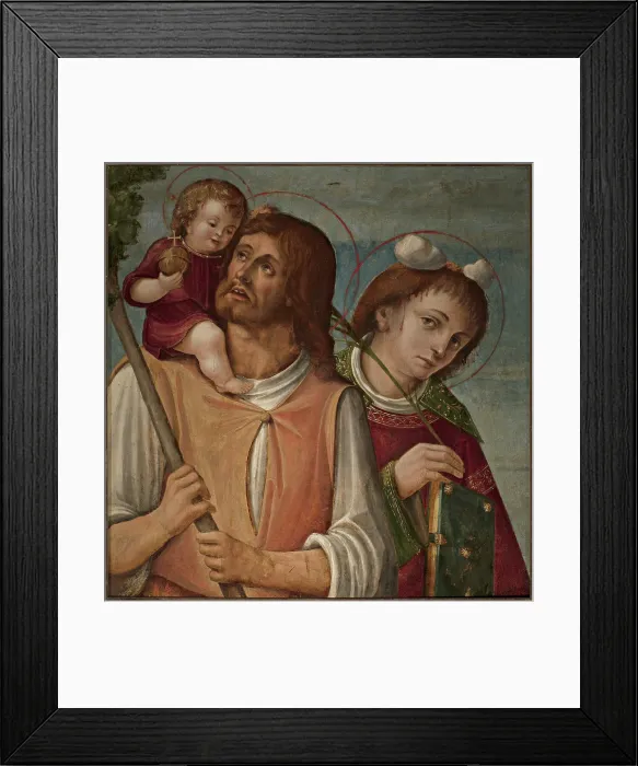 Framed Print : Saints Christopher and Stephen, 1512-1516. Creator: Carrari, Baldassarre, the Younger (c. 1460-1516) Framed Print : Saints Christopher and Stephen, 1512-1516. Creator: Carrari, Baldassarre, the Younger (c. 1460-1516)