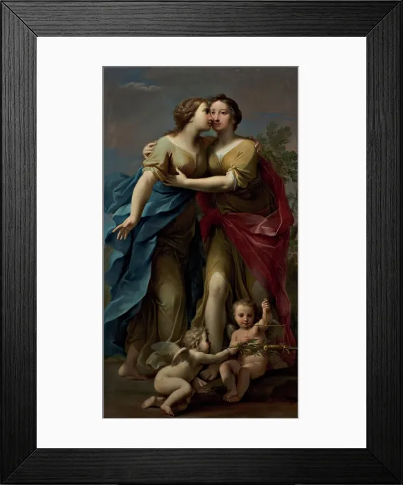 Framed Print : Justice and Peace Embracing, 1715-1717. Creator: Franceschini, Marcantonio (1648-1729) Framed Print : Justice and Peace Embracing, 1715-1717. Creator: Franceschini, Marcantonio (1648-1729)