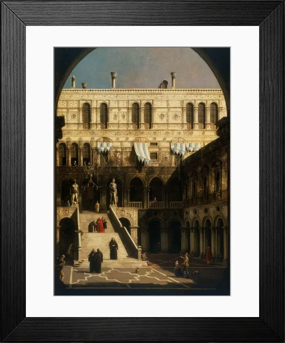 Framed Print : The Courtyard of the Palazzo Ducale with the Scala dei Giganti seen through the Arco Foscari, c1751. Creator: Canaletto (1697-1768) Framed Print : The Courtyard of the Palazzo Ducale with the Scala dei Giganti seen through the Arco Foscari, c1751. Creator: Canaletto (1697-1768)