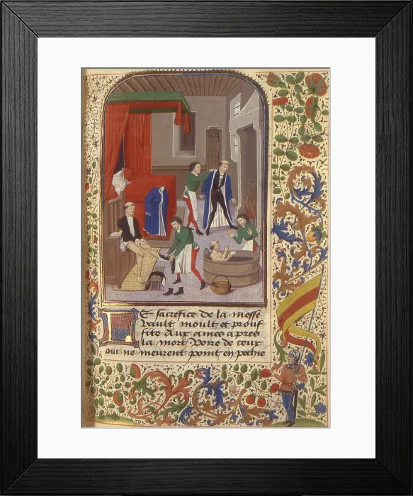 Framed Print : Miniature from Dialogue de saint Gregoire (Francais 911), 15th century. Creator: Anonymous master Framed Print : Miniature from Dialogue de saint Gregoire (Francais 911), 15th century. Creator: Anonymous master