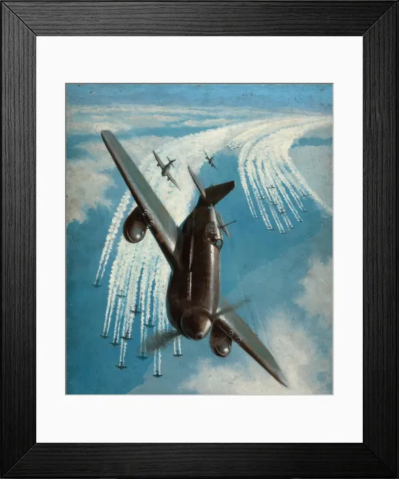 Framed Print : Fighter aircraft escort, between 1939 and 1946. Creators: Central Office of Information, Roy Anthony Nockolds Framed Print : Fighter aircraft escort, between 1939 and 1946. Creators: Central Office of Information, Roy Anthony Nockolds