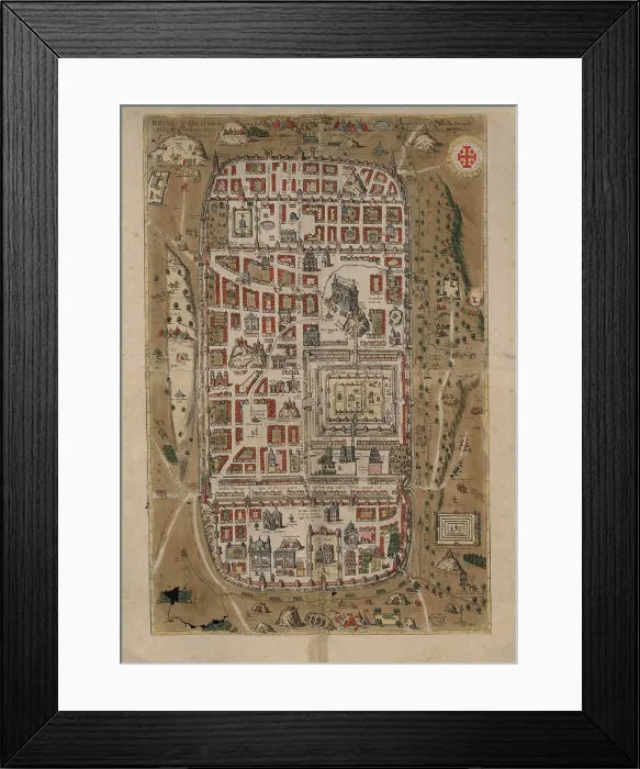 Framed Print : Ierusalem, et suburbia eius. Map of Jerusalem in Civitates Orbis Terrarum, 1584. Creator: Adrichem, Christian Kruik van (1533-1585) Framed Print : Ierusalem, et suburbia eius. Map of Jerusalem in Civitates Orbis Terrarum, 1584. Creator: Adrichem, Christian Kruik van (1533-1585)