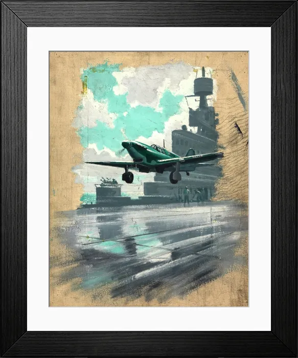 Framed Print : Aeroplane taking off from aircraft carrier, between 1939 and 1946. Creators: Unknown, Central Office of Information Framed Print : Aeroplane taking off from aircraft carrier, between 1939 and 1946. Creators: Unknown, Central Office of Information