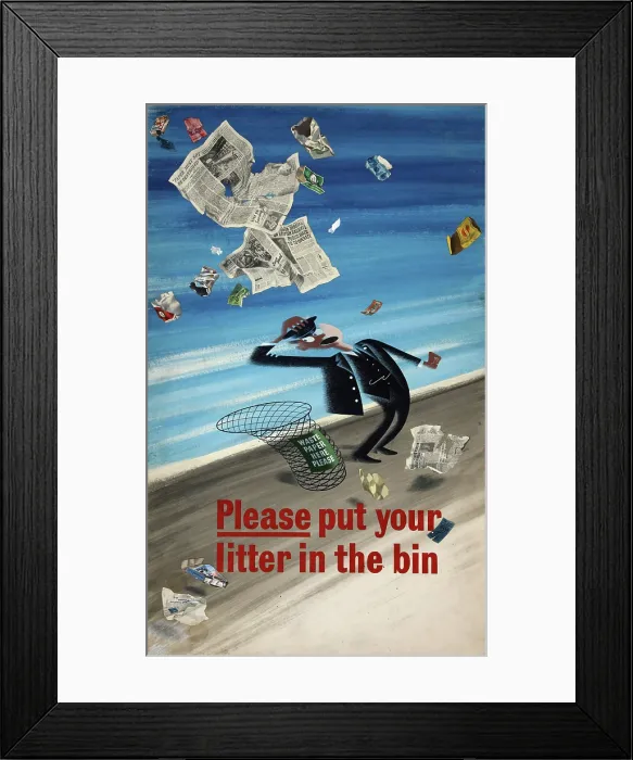 Framed Print : Railway anti-litter poster showing a frantic railway porter surrounded... WWII, between 1939 & 1946 Creator: Central Office of Information Framed Print : Railway anti-litter poster showing a frantic railway porter surrounded... WWII, between 1939 & 1946 Creator: Central Office of Information