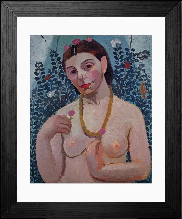 Framed Print : Self-portrait (Semi-Nude with Amber Necklace II), 1906. Creator: Modersohn-Becker, Paula (1876-1907) Framed Print : Self-portrait (Semi-Nude with Amber Necklace II), 1906. Creator: Modersohn-Becker, Paula (1876-1907)