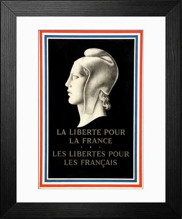 Framed Print : Freedom for France - freedom for the French, World War II poster, 1940. Creator: Unknown. Freedom for France - freedom for the French, World War II poster, 1940 Framed Print : Freedom for France - freedom for the French, World War II poster, 1940. Creator: Unknown. Freedom for France - freedom for the French, World War II poster, 1940
