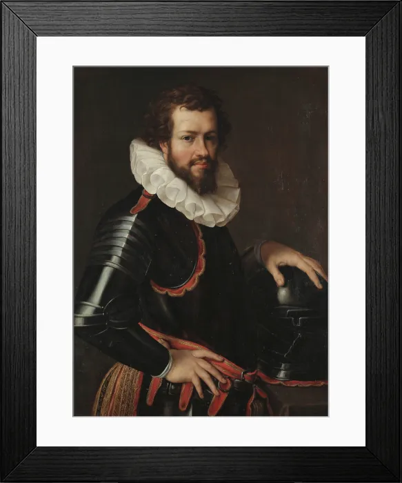 Framed Print : Portrait of Ranuccio I Farnese (1569-1622), Duke of Parma, Piacenza and Castro, 2nd half of 16th cen Creator: Carracci, Agostino (1557-1602) Framed Print : Portrait of Ranuccio I Farnese (1569-1622), Duke of Parma, Piacenza and Castro, 2nd half of 16th cen Creator: Carracci, Agostino (1557-1602)