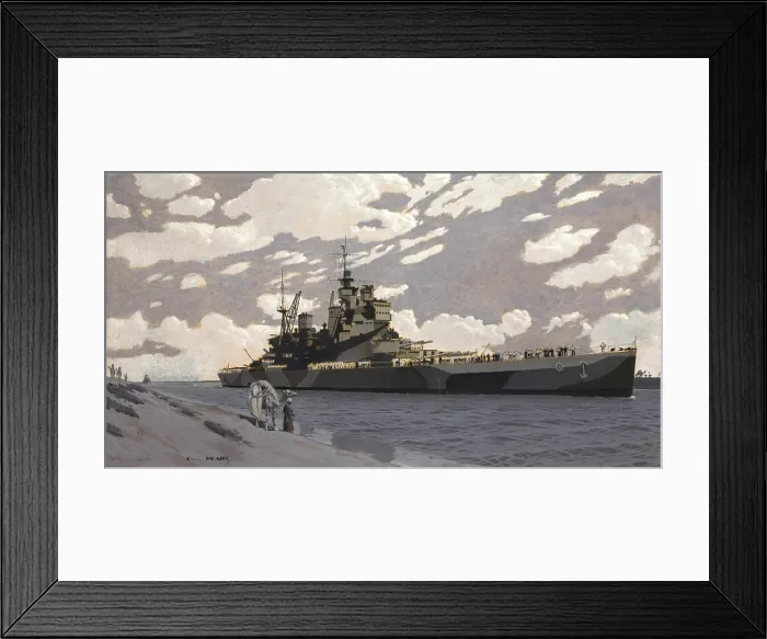 Framed Print : Battleship in Suez Canal [HMS Howe], between 1939 and 1946. Creators: Central Office of Information, Charles Pears