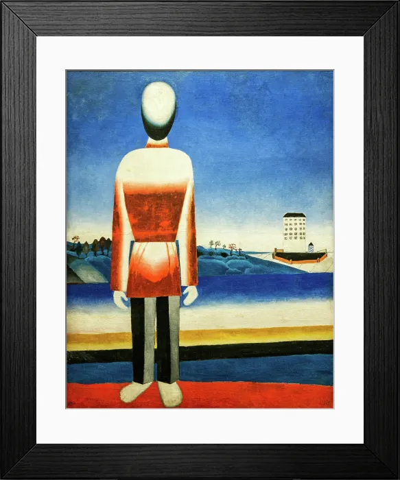 Framed Print : Man in a suprematist landscape, c1930-1931. Creator: Malevich, Kasimir Severinovich (1878-1935) Framed Print : Man in a suprematist landscape, c1930-1931. Creator: Malevich, Kasimir Severinovich (1878-1935)