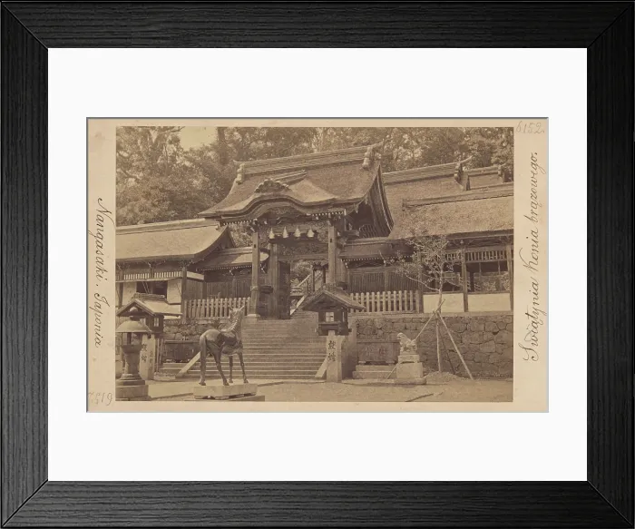 Framed Print : Bronze Horse Buddhist temple, Nagasaki, Japan, 1870-1900. Creator: Ueno Hikoma Framed Print : Bronze Horse Buddhist temple, Nagasaki, Japan, 1870-1900. Creator: Ueno Hikoma