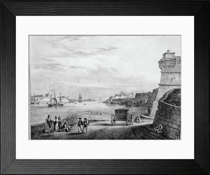 Framed Print : View of Marsamxett Harbour sketched from where nowadays stands Marina di Valletta in Pieta, c1850. Creator: Unknown Framed Print : View of Marsamxett Harbour sketched from where nowadays stands Marina di Valletta in Pieta, c1850. Creator: Unknown