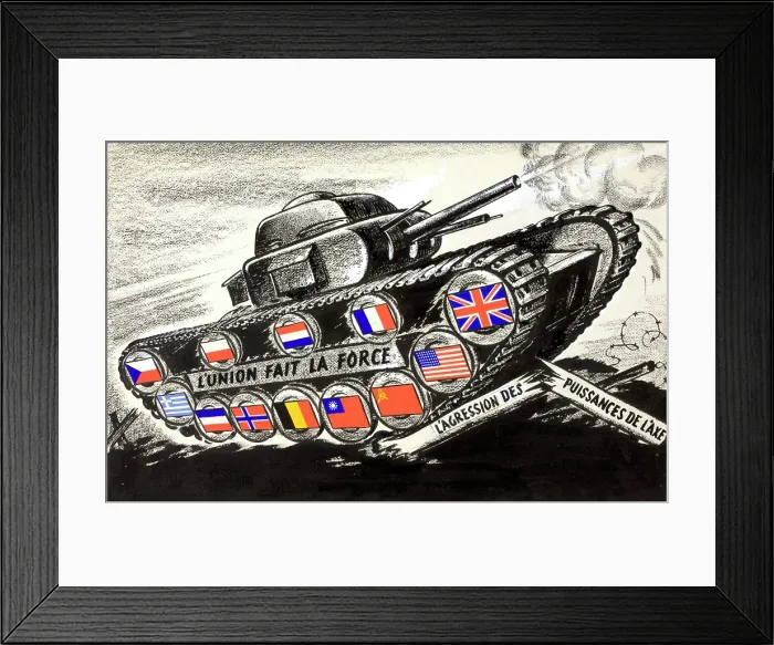 Framed Print : Union gives strength [against] Axis aggression, World War II poster, 1940