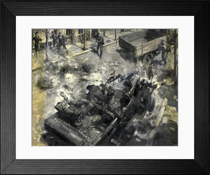 Framed Print : Assassination of Reinhard Heydrich, c1942. Creators: Central Office of Information, Terence Tenison Cuneo Framed Print : Assassination of Reinhard Heydrich, c1942. Creators: Central Office of Information, Terence Tenison Cuneo