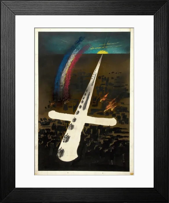 Framed Print : Unity of Strength WWII poster: Tanks pointing into sun on horizon... between 1939-1946. Creators: Central Office of Information, Unknown Framed Print : Unity of Strength WWII poster: Tanks pointing into sun on horizon... between 1939-1946. Creators: Central Office of Information, Unknown