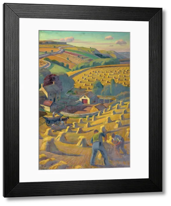 Framed Print : Men build haystacks amid a pastoral landscape, between 1939 and 1946. Creators: Central Office of Information, Adrian Paul Allinson Framed Print : Men build haystacks amid a pastoral landscape, between 1939 and 1946. Creators: Central Office of Information, Adrian Paul Allinson