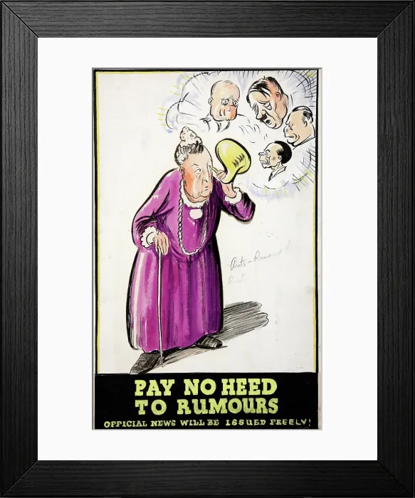 Framed Print : Pay no heed to rumours - official news will be issued freely!, WWII poster, between 1939 and 1946 Framed Print : Pay no heed to rumours - official news will be issued freely!, WWII poster, between 1939 and 1946