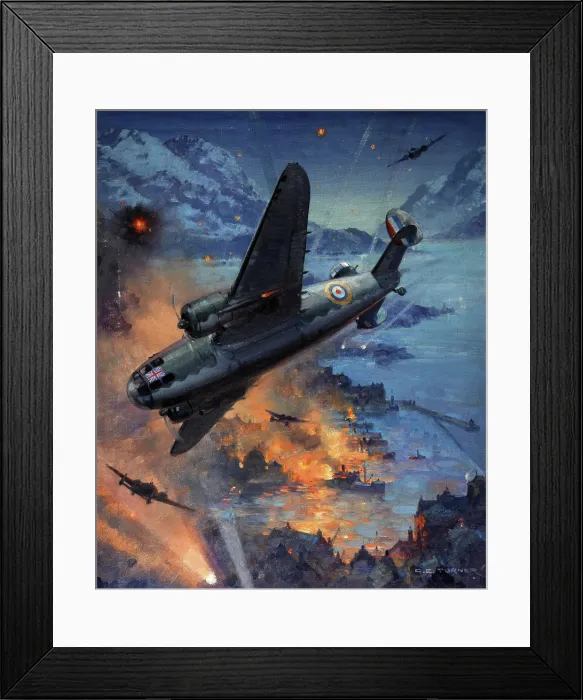 Framed Print : Hudson bombers on a coastal raid, between 1939 and 1946. Creator: Charles E Turner Framed Print : Hudson bombers on a coastal raid, between 1939 and 1946. Creator: Charles E Turner