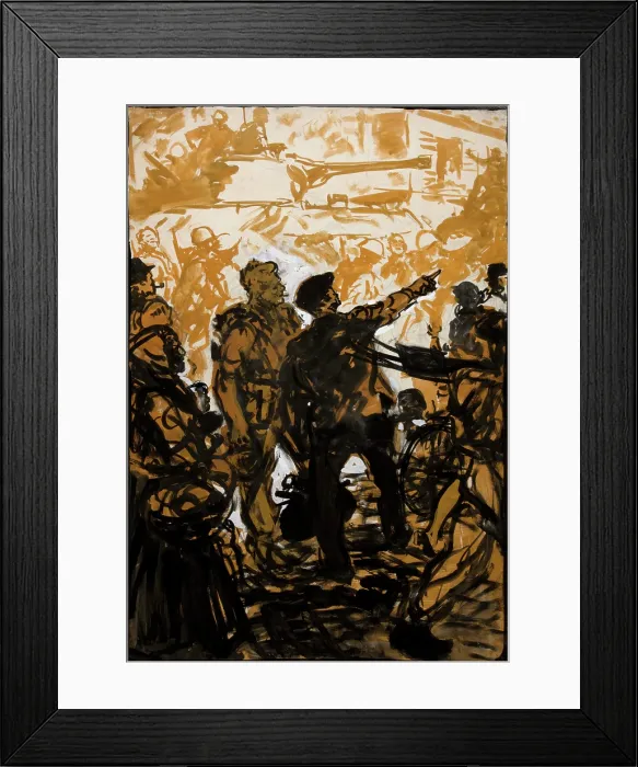 Framed Print : Unity of Strength WWII poster: Troops and tank moving through crowded... between 1939 and 1946. Creators: Central Office of Information, Unknown Framed Print : Unity of Strength WWII poster: Troops and tank moving through crowded... between 1939 and 1946. Creators: Central Office of Information, Unknown