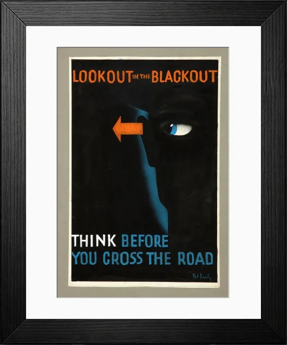 Framed Print : Lookout in the blackout. Think before you cross the road, WWII poster, between 1939 and 1946 Framed Print : Lookout in the blackout. Think before you cross the road, WWII poster, between 1939 and 1946