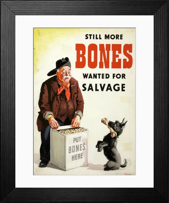 Framed Print : Salvage: Still more bones needed for salvage'... World War II poster, c1939 and 1946 Framed Print : Salvage: Still more bones needed for salvage'... World War II poster, c1939 and 1946
